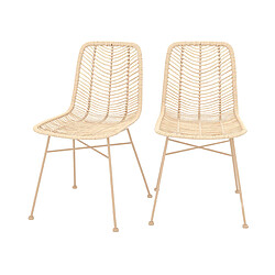 Rendez Vous Deco Chaise Tamara en rotin naturel pieds beiges (lot de 2)