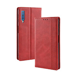 Etui en PU style vintage avec support rouge pour votre Samsung Galaxy A7 (2018)