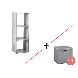 Five Simply Smart Étagère 3 cases Mix N' Modul Gris + 3 boîtes Gris clair chiné - Five