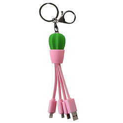 YELLO KOKO Câble 3 en 1 USB A/micro USB & USB C & Lightning 0,15m Cactus Rose