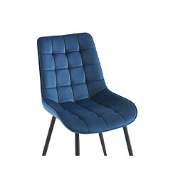 Vente-Unique Lot de 6 chaises matelassées - Velours et métal noir - Bleu nuit - OLLUA pas cher