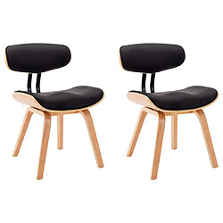 Maison Chic Lot de 2 Chaises à manger,Chaise pour cuisine,Solide Structure noir bois courbé et similicuir -MN30304