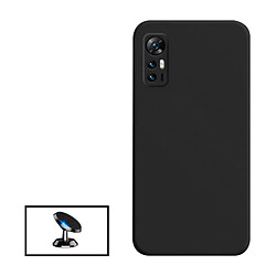 PHONECARE Kit Support Magnétique de Voiture + Coque Silicone Liquide pour TCL 30 - Noir 