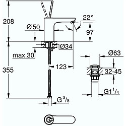 GROHE Mitigeur lavabo Get joy taille M chromé