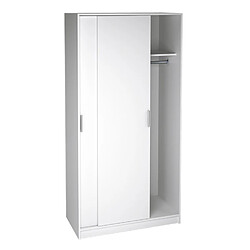 Pegane Armoire placard / meuble de rangement coloris blanc - Longueur 100 x Hauteur 200 x Profondeur 50 cm