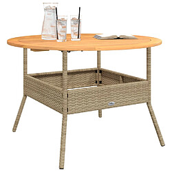 Avis vidaXL Table de jardin et dessus en bois d'acacia beige résine tressée