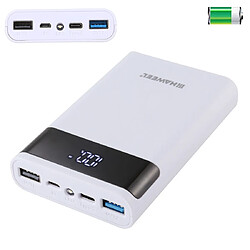 Wewoo Boitier DIY 4x 18650 Batterie non incluse 15000mAh QC Charger Power Bank Shell Box avec 2x sortie USB et affichageprise en charge QC 2.0 / QC 3.0 / FCP / SFCP / AFC / MTK / BC 1.2 blanc