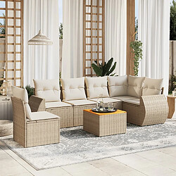 vidaXL Salon de jardin avec coussins 7 pcs beige résine tressée 