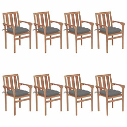 Maison Chic Lot de 8 Chaises de jardin avec coussins,Fauteuil d'extérieur empilables Teck solide -MN26810