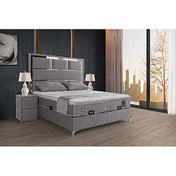 Avis Vivenla Ensemble de lit coffre 180x200 en velours gris avec un matelas à ressorts ensachés 7 zones de confort de la collection PARIS