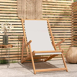 vidaXL Chaise de plage pliable Bois de teck solide Crème