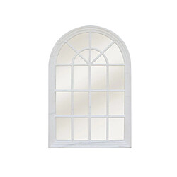 Vente-Unique Miroir fenêtre en bois de paulownia MONTESQUIEU - L.80 x H.120 cm - Blanc effet vieilli