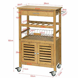 Acheter SoBuy FKW53-N Desserte cuisine Table roulante en Bambou Chariot de cuisine