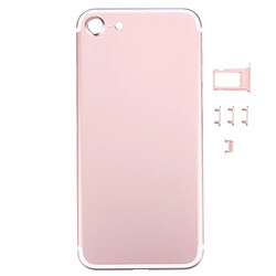 Wewoo Pour iPhone 7 couverture arrière or rose + porte-cartes + touche de contrôle du volume + bouton d'alimentation + de vibreur interrupteur muet couvercle du boîtier Assemblée complète pièce détachée 5 en 1 