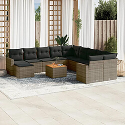 vidaXL Salon de jardin avec coussins 12 pcs gris résine tressée 