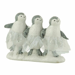 Paris Prix Statuette Déco 3 Pingouins 20cm Blanc & Gris 