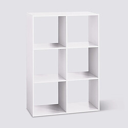 Pegane Etagère avec 6 cases en panneaux de particules coloris Blanc - Longueur 67 x Profondeur 32 x Hauteur 100 cm