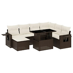 vidaXL Salon de jardin 8 pcs avec coussins marron résine tressée