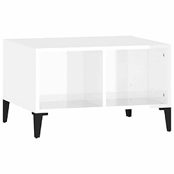 Maison Chic Table basse,Table Console Table d'appoint, Table pour salon Blanc brillant 60x50x36,5 cm Bois d'ingénierie -MN68695