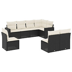 vidaXL Salon de jardin 8 pcs avec coussins noir résine tressée