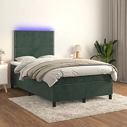 vidaXL Sommier à lattes de lit matelas et LED Vert foncé 120x200 cm 