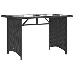 vidaXL Table de jardin avec dessus en verre noir 110x68x70 poly rotin