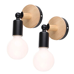 Stoex 2x Créative applique murale en bois fer, Lampe de mur E27 luminaire retro pour maison café loft cuisine salon (ampoules non co 2x Créative applique murale en bois fer, Lampe de mur E27 luminaire retro pour maison café loft cuisine salon (ampoules non comprises)