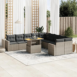 vidaXL Salon de jardin 11 pcs avec coussins gris résine tressée 