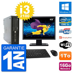 PC HP Z210 SFF Ecran 19" Intel Core i3-2100 RAM 16Go Disque 1To Windows 10 Wifi - Occasion