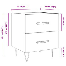 vidaXL Tables de chevet 2 pcs blanc brillant 40x35x47,5 cm pas cher