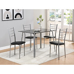 Vente-Unique Ensemble table + 4 chaises - Noir et chromé - VILIARI 