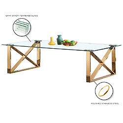 Vivenla Table de salle à manger design plateau en miroir avec piètement en acier inoxydable poli L. 200 x P. 100 x H. 75 cm collection COSTA pas cher