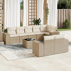 Maison Chic Salon de jardin avec coussins 9 pcs | Ensemble de Table et chaises | Mobilier d'Extérieur beige résine tressée -GKD50433