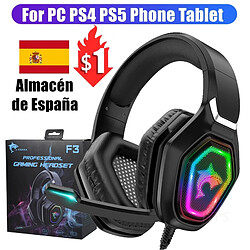 GUPBOO Casque de jeu pour PC Casque de jeu stéréo 9D pour PC, casque de jeu avec micro, 50 mm, avec LED RVB, casque filaire pour TV 