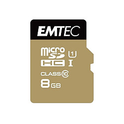 MicroSDHC 8Go EMTEC +Adapter CL10 Gold+ UHS-I 85MB/s - Sous blister