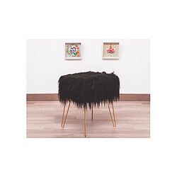 Ac-Deco Tabouret en fourrure et métal - 40 x 45 cm - Noir