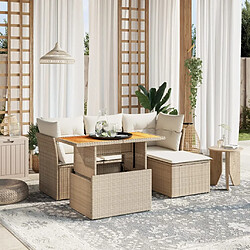 vidaXL Salon de jardin avec coussins 6 pcs beige résine tressée 