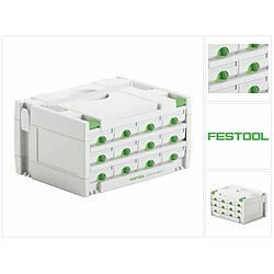 Festool Sortainer SYS 3-SORT/12 Coffret de rangement avec 12 compartiments pour vis, chevilles ou clous (491986) 