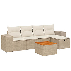 vidaXL Salon de jardin avec coussins 6 pcs beige résine tressée