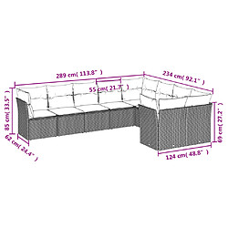 Avis vidaXL Salon de jardin avec coussins 9 pcs beige résine tressée