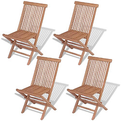 Maison Chic Lot de 4 Chaises pliables de jardin - Fauteuil d'extérieur Bois de teck solide -MN31508