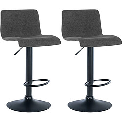 Decoshop26 Lot de 2 tabourets de bar design simple avec repose-pieds en tissu gris foncé pieds en métal noir 10_0004052 