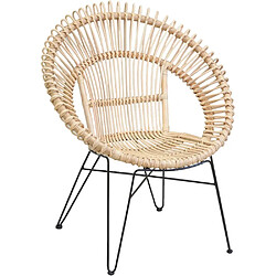 Aubry Gaspard Fauteuil soleil en rotin naturel et métal. Fauteuil soleil en rotin naturel et métal