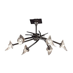 Acheter Luminaire Center Suspension Flavia Convertible Semi Plafonnier télescopique rond 6 Ampoules G9, chrome noir