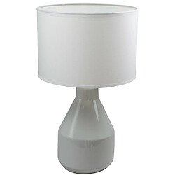 Corep Lampe a poser ceramique abat jour coton blanc luminaire LED E27 chambre salon