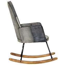 Avis Maison Chic Chaise à bascule | Fauteuil Relax, design moderne Gris Cuir véritable et toile -GKD14813