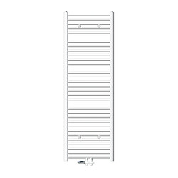 ECD Germany Radiateur Design Sahara Non Electrique - 600 x 1800 mm - Blanc - Connexion Central - avec Kit de Raccordement au Sol et Thermostat - Forme Courbé - Sèche-Serviettes pour Salle de Bain