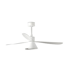 Faro Barcelona Grand ventilateur de plafond blanc à DEL conique, 6 vitesses