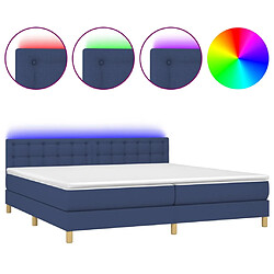 vidaXL Sommier à lattes de lit et matelas et LED Bleu 200x200 cm Tissu