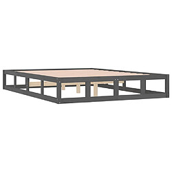 Avis vidaXL Cadre de lit sans matelas gris 120x200 cm bois massif